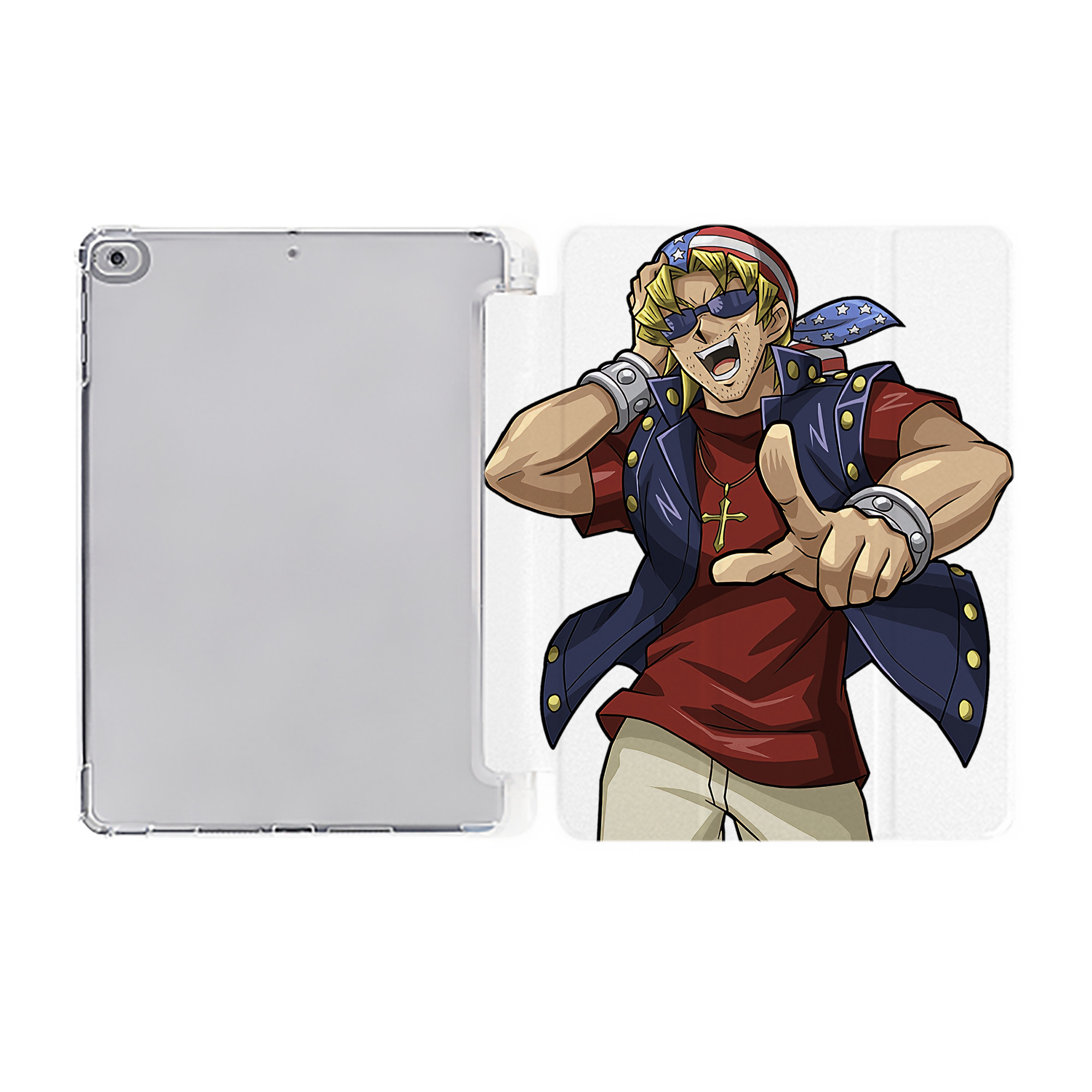 （画像用） 遊☆戯☆王 Yu-Gi-Oh! IPad ケース ペン収納付き 三つ折りスタンド PUレザー×シリコン 対応機種9.5/10.5/10.9インチ